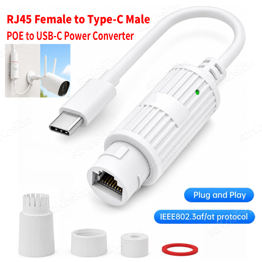 Power Over Ethernet - POE-USB-C 전원 변환기 RJ45 암-타입-C 수