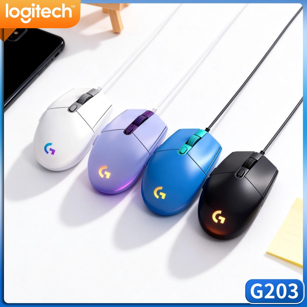Logitech Mouse G203 - 로지텍 G203 라이트싱크 유선 게이밍 마우스,
