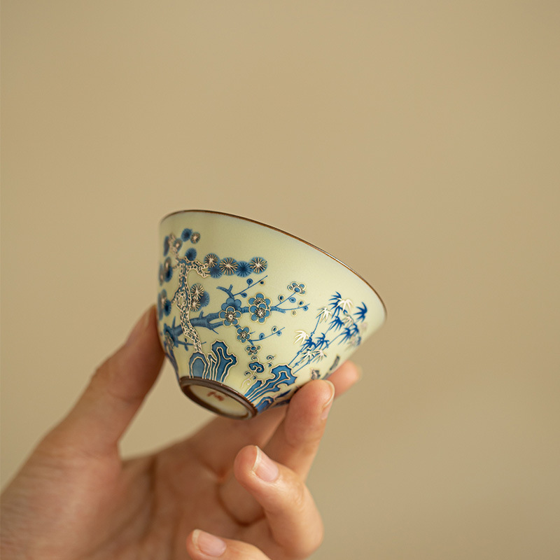 Office Technician - Jingdezhen 손으로 그린 ​​파란색 흰색 겨울의